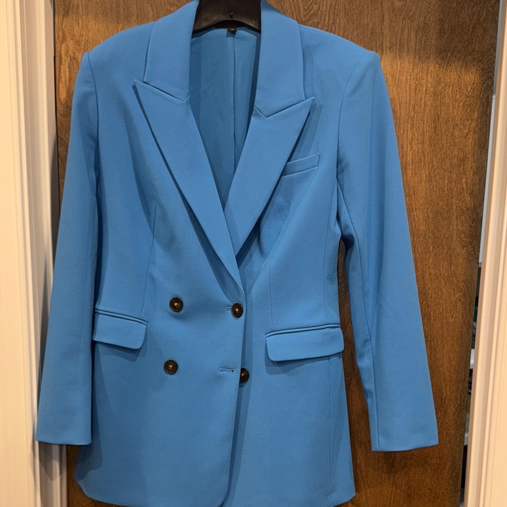 Express Double-Breasted Blue Blazer